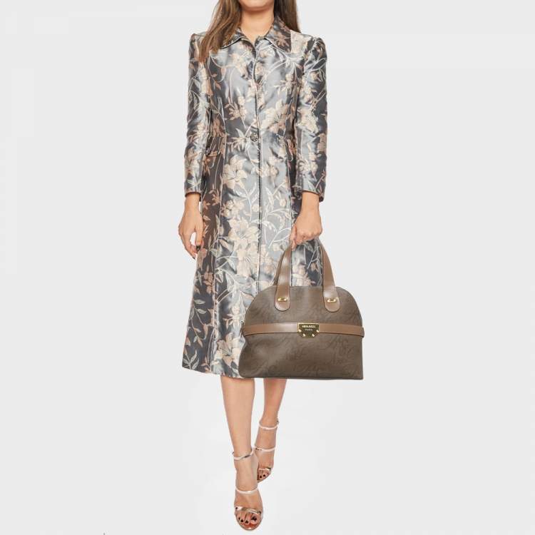 Pre Owned Nina Ricci Beige Printed Coated Canvas Dome Satchel