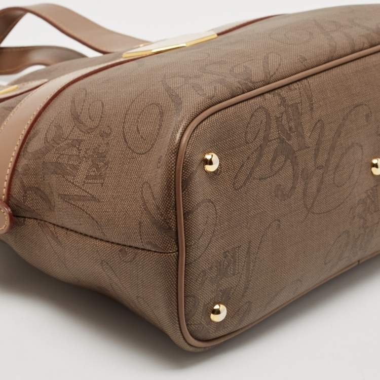Pre Owned Nina Ricci Beige Printed Coated Canvas Dome Satchel