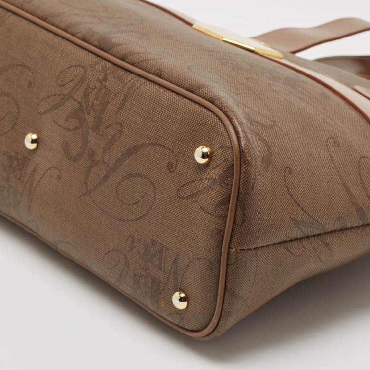 Pre Owned Nina Ricci Beige Printed Coated Canvas Dome Satchel
