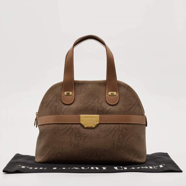 Pre Owned Nina Ricci Beige Printed Coated Canvas Dome Satchel