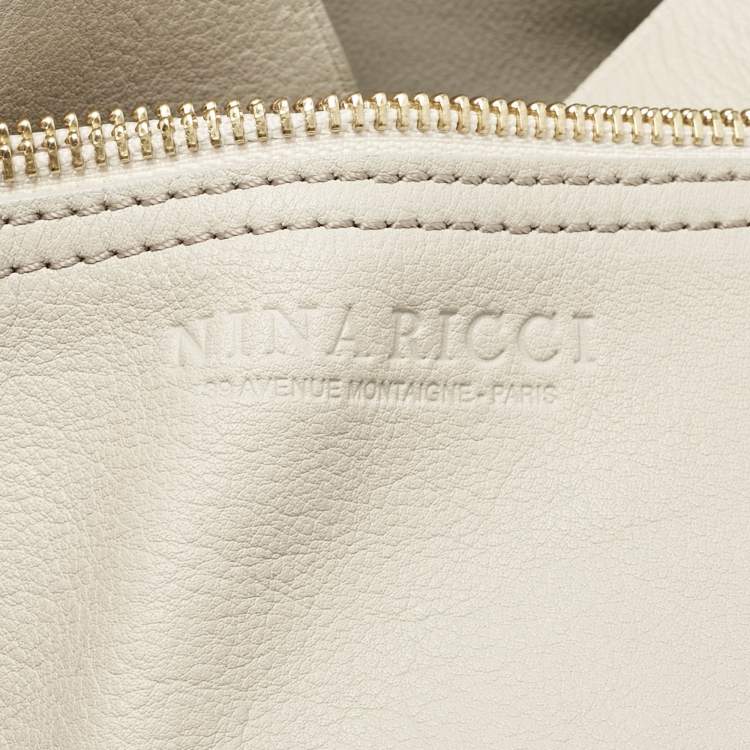 Pre Owned Nina Ricci Beige/Cream Leather and Lizard Ondine Cabas Tote