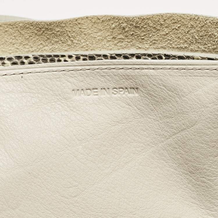 Pre Owned Nina Ricci Beige/Cream Leather and Lizard Ondine Cabas Tote