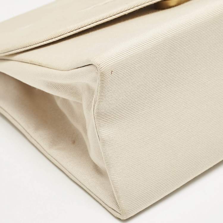 Pre Owned Nina Ricci Beige Fabric Bow Flap Chain Shoulder Bag