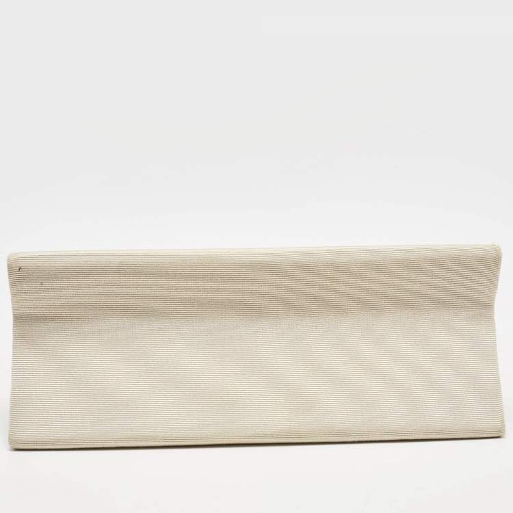 Pre Owned Nina Ricci Beige Fabric Bow Flap Chain Shoulder Bag