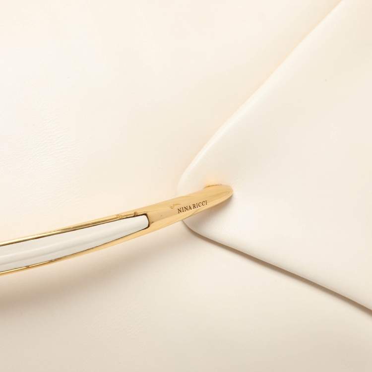 Pre Owned Nina Ricci Cream Leather Clutch