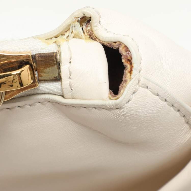 Pre Owned Nina Ricci Cream Leather Clutch