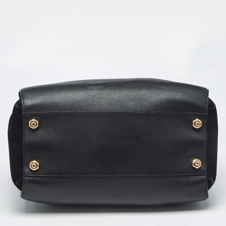 Pre Owned Nina Ricci Black Leather and Suede Medium Marche Tote