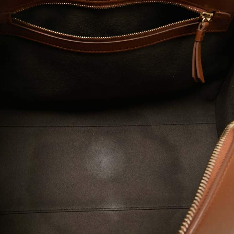 Pre Owned Nina Ricci Brown Leather Zip Boston Bag