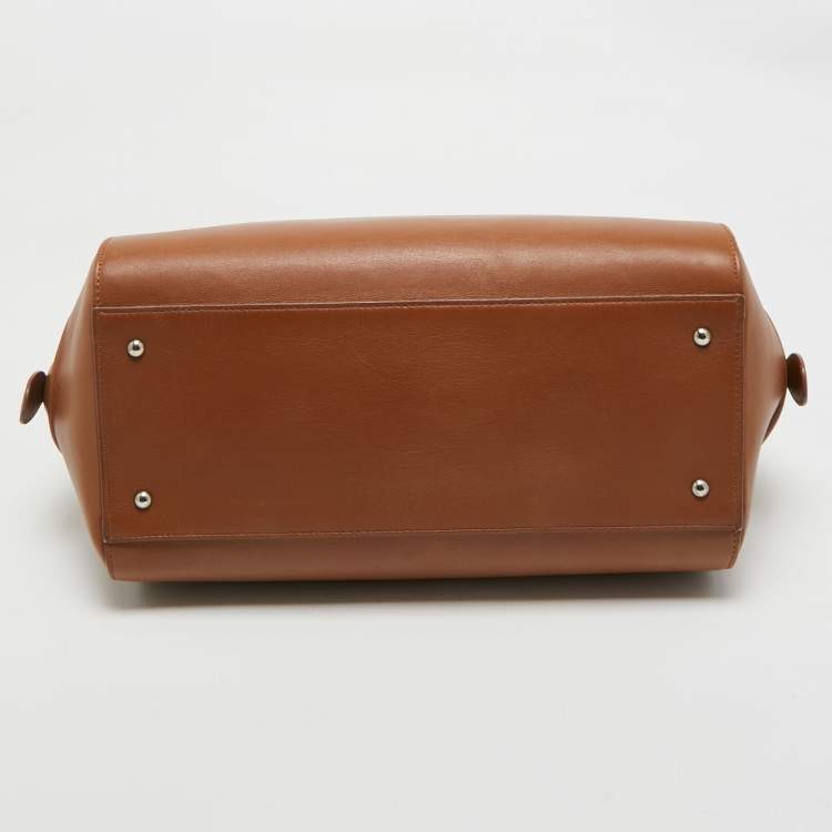 Pre Owned Nina Ricci Brown Leather Zip Boston Bag