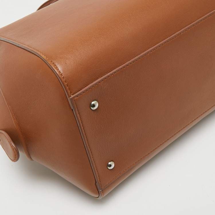 Pre Owned Nina Ricci Brown Leather Zip Boston Bag