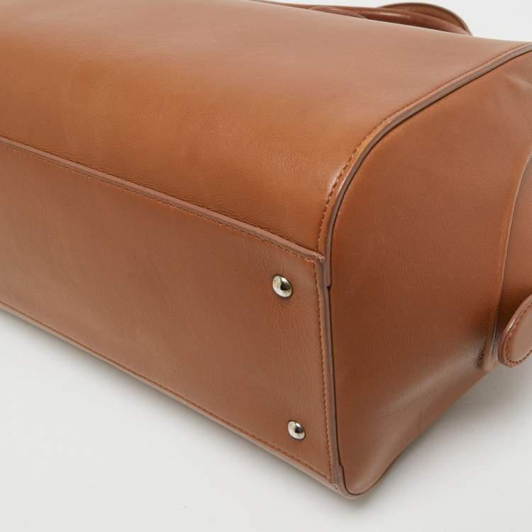Pre Owned Nina Ricci Brown Leather Zip Boston Bag