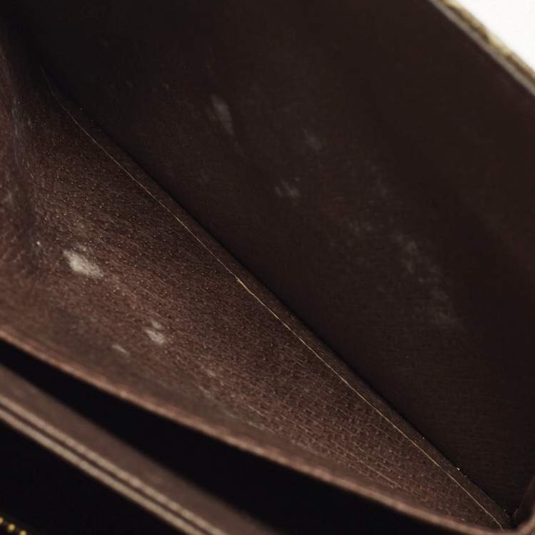 Pre Owned Nina Ricci Envelope Flap Brown Printed Leather Shoulder Bag