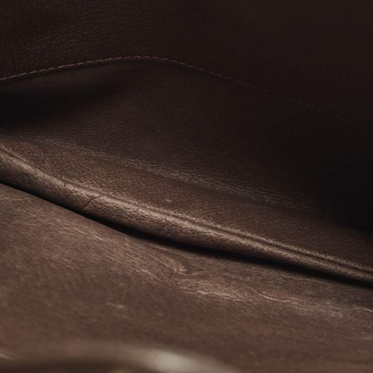 Pre Owned Nina Ricci Envelope Flap Brown Printed Leather Shoulder Bag