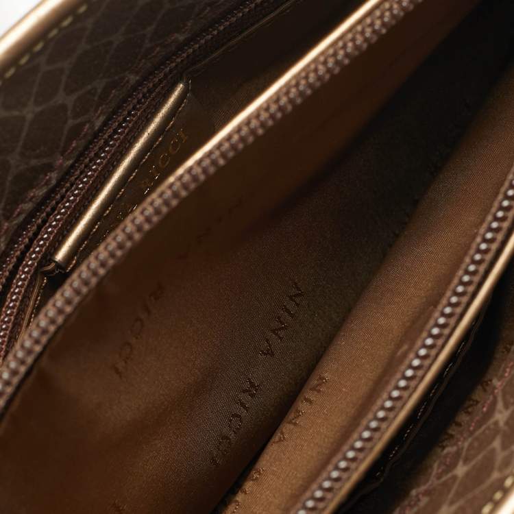 مملوكة مسبقًا Nina Ricci Printed Brown/Bronze Leather Tote