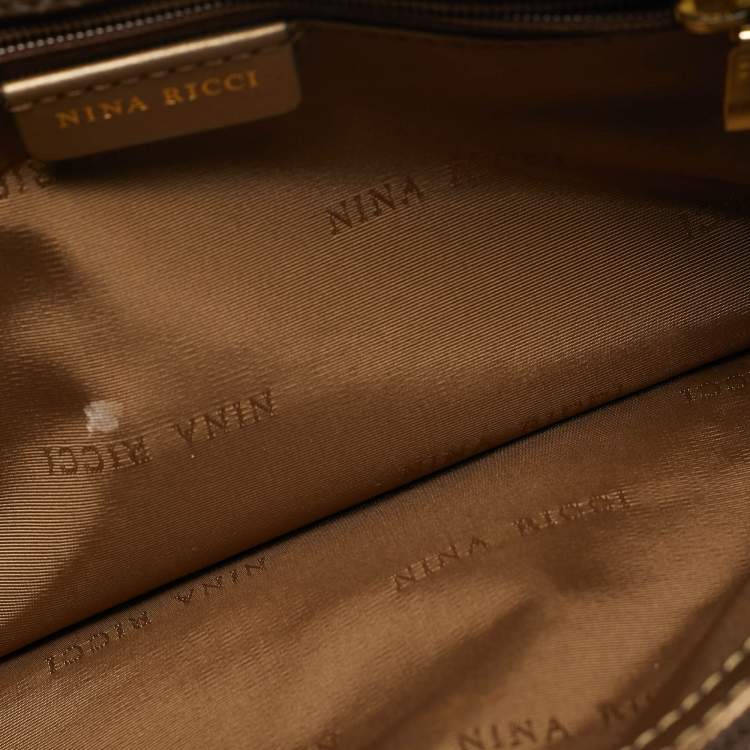 مملوكة مسبقًا Nina Ricci Printed Brown/Bronze Leather Tote