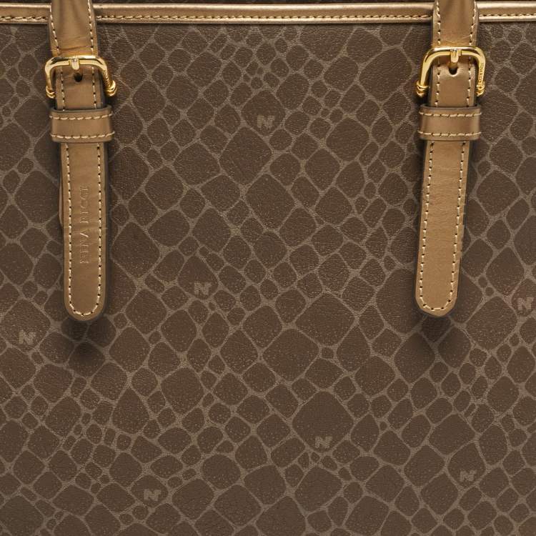 مملوكة مسبقًا Nina Ricci Printed Brown/Bronze Leather Tote