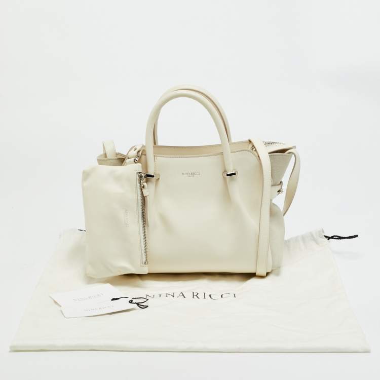 Pre Owned Nina Ricci Marche Small White Leather and Suede Tote