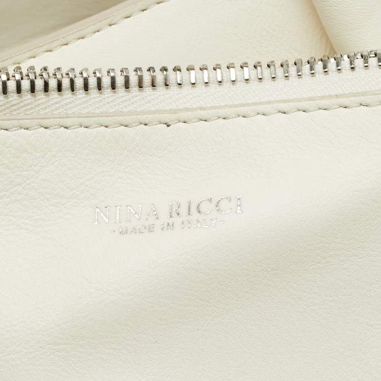 Pre Owned Nina Ricci Marche Small White Leather and Suede Tote