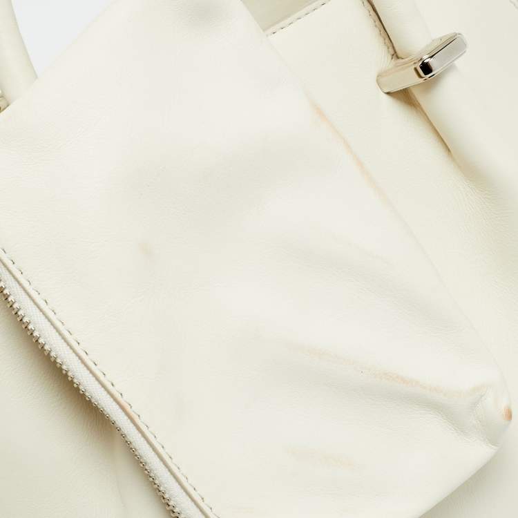 Pre Owned Nina Ricci Marche Small White Leather and Suede Tote