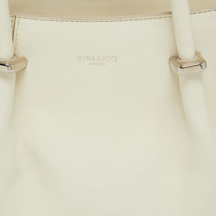 Pre Owned Nina Ricci Marche Small White Leather and Suede Tote
