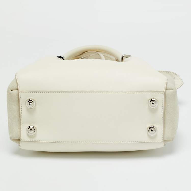 Pre Owned Nina Ricci Marche Small White Leather and Suede Tote