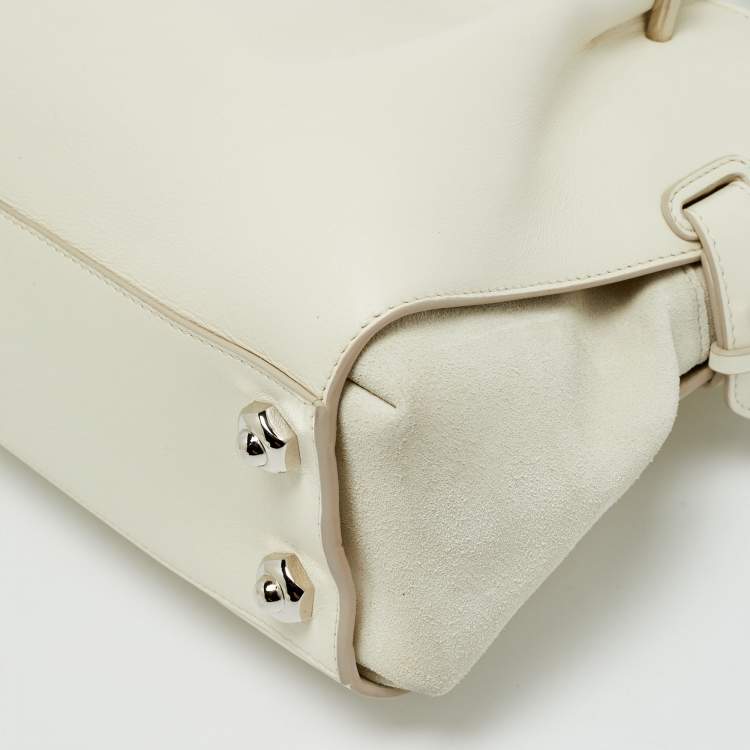 Pre Owned Nina Ricci Marche Small White Leather and Suede Tote