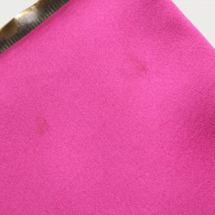 Pre Owned Nina Ricci Pink Satin Baguette Frame Bag