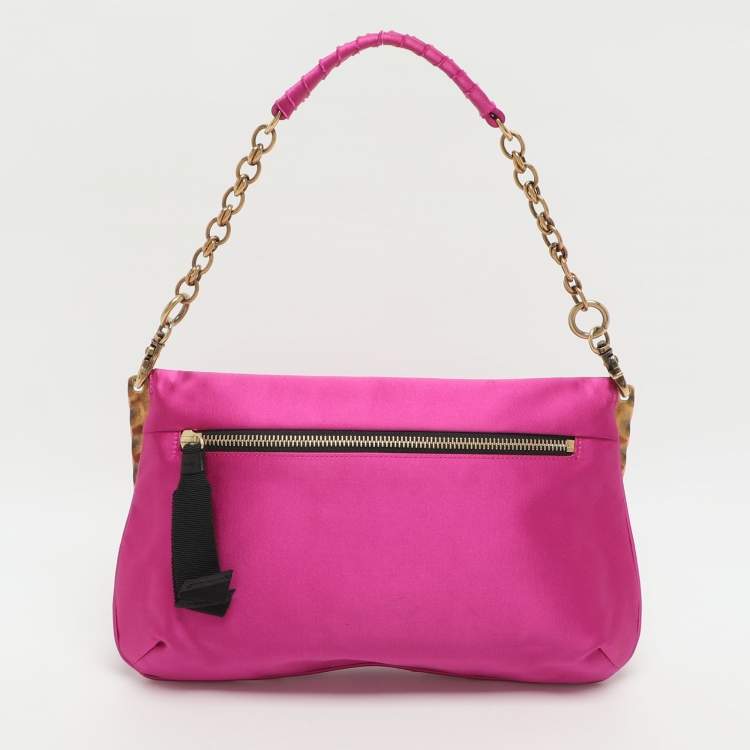 Pre Owned Nina Ricci Pink Satin Baguette Frame Bag