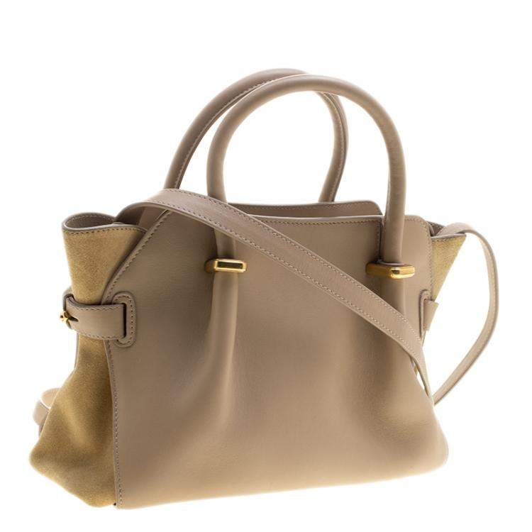 Pre Owned Nina Ricci Beige Leather and Suede Small Marche Tote