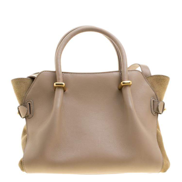 Pre Owned Nina Ricci Beige Leather and Suede Small Marche Tote