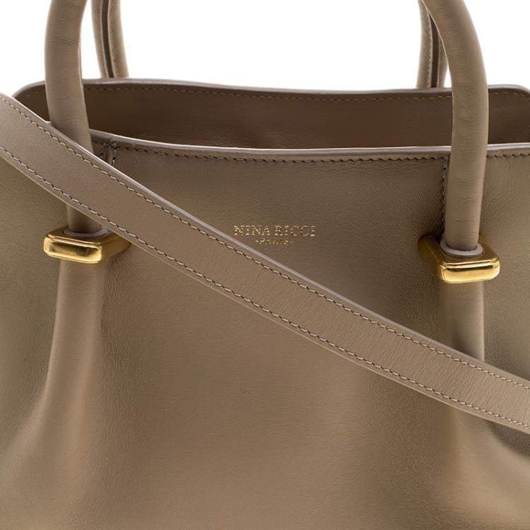 Pre Owned Nina Ricci Beige Leather and Suede Small Marche Tote