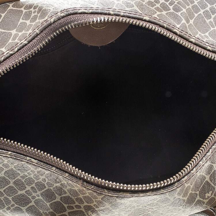 Pre Owned Nina Ricci Brown Coated Canvas Boston Bag 