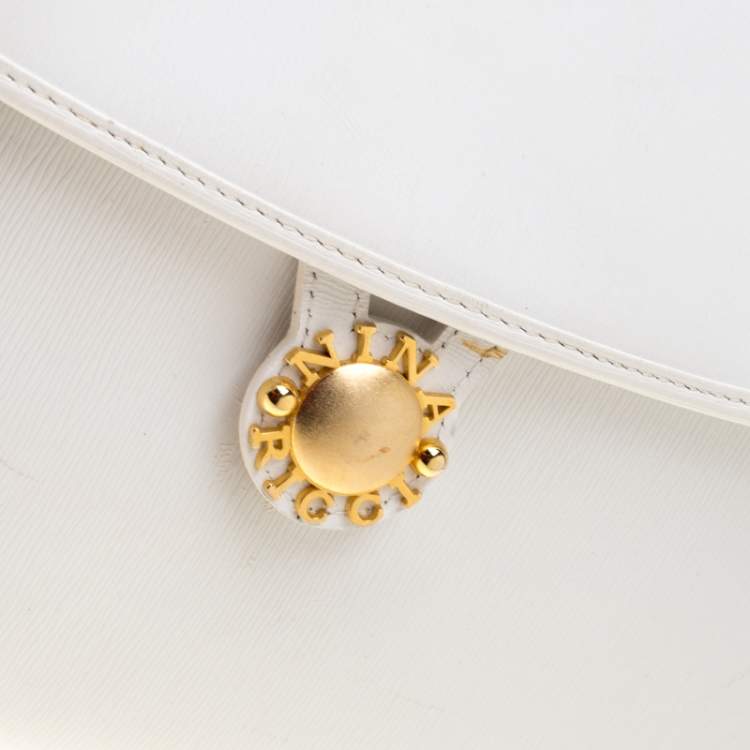 Pre Owned Nina Ricci White Leather Flap Shoulder Bag