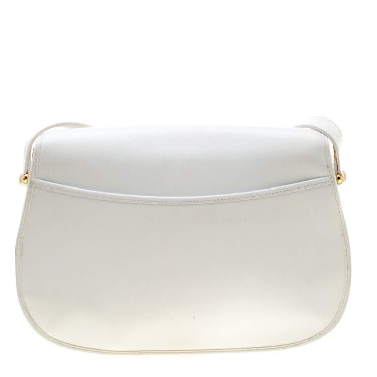 Pre Owned Nina Ricci White Leather Flap Shoulder Bag