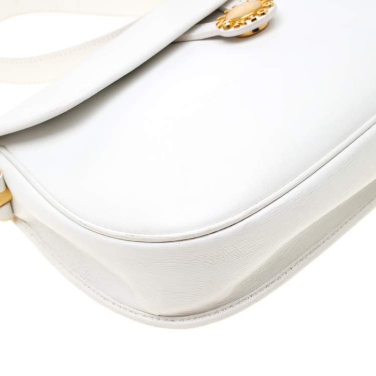 Pre Owned Nina Ricci White Leather Flap Shoulder Bag
