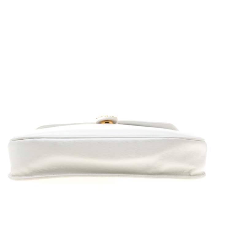 Pre Owned Nina Ricci White Leather Flap Shoulder Bag