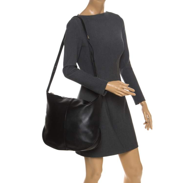 Pre Owned Nina Ricci Black Leather Large Kuti Hobo with Purse