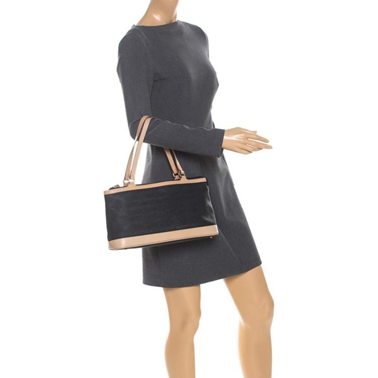 Pre Owned Nina Ricci Black Vinyl Monogram Tote