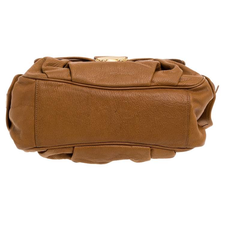 Pre Owned Nina Ricci Brown Leather Front Pocket Flap Shoulder Bag