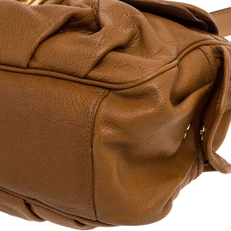 Pre Owned Nina Ricci Brown Leather Front Pocket Flap Shoulder Bag