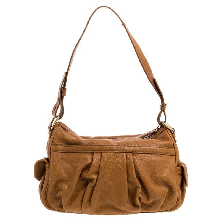 Pre Owned Nina Ricci Brown Leather Front Pocket Flap Shoulder Bag