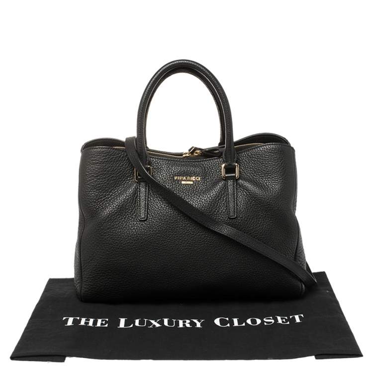 Pre Owned Nina Ricci Black Leather Zipped Tote 