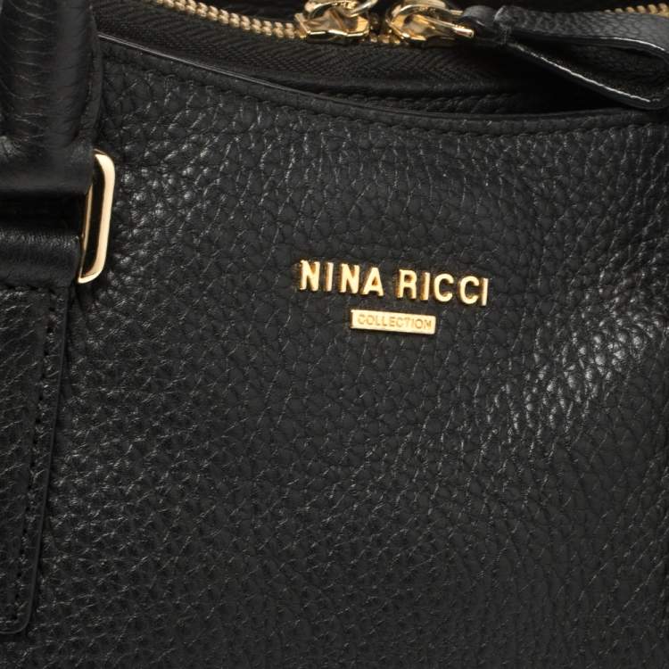 Pre Owned Nina Ricci Black Leather Zipped Tote 