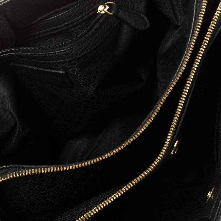 Pre Owned Nina Ricci Black Leather Zipped Tote 