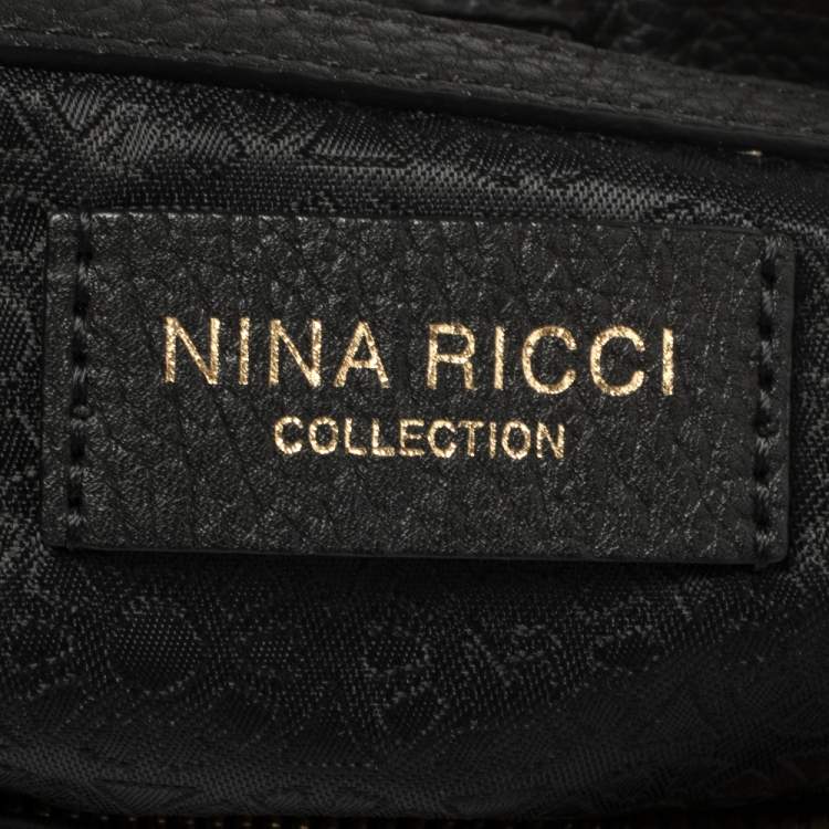 Pre Owned Nina Ricci Black Leather Zipped Tote 