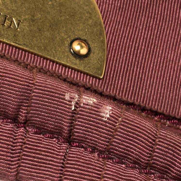 Pre Owned Nina Ricci Fuchsia Pleated Leather and Canvas Frame Chain Clutch