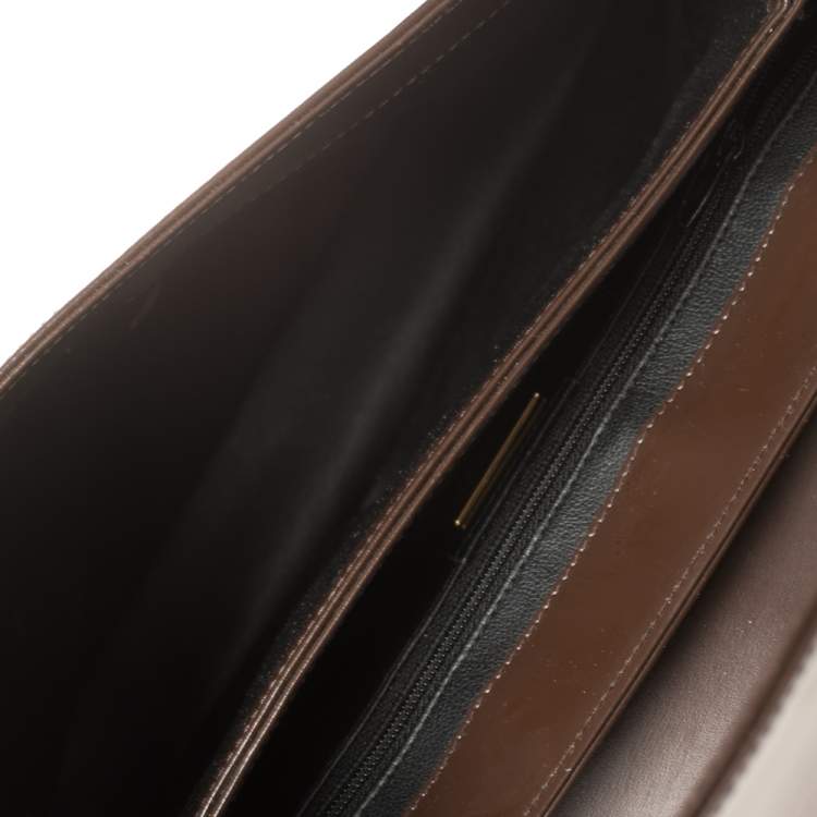 Pre Owned Nina Ricci Brown Leather Flap Chain Shoulder Bag