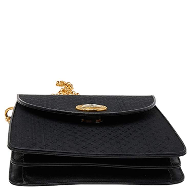 Pre Owned Nina Ricci Black Leather And Nylon Flap Chain Shoulder Bag