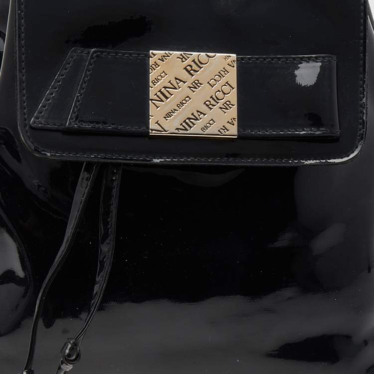 Pre Owned Nina Ricci Black Patent Leather Backpack