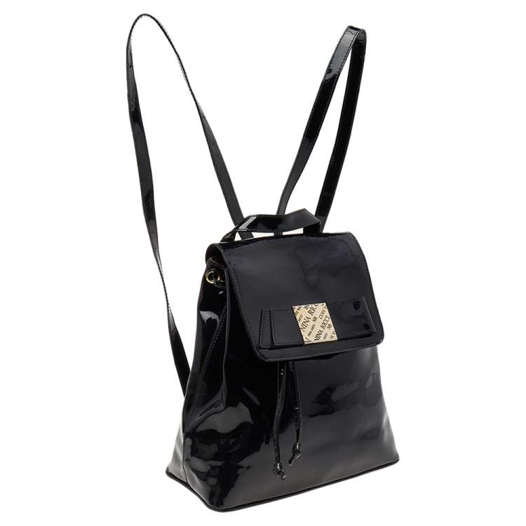Pre Owned Nina Ricci Black Patent Leather Backpack